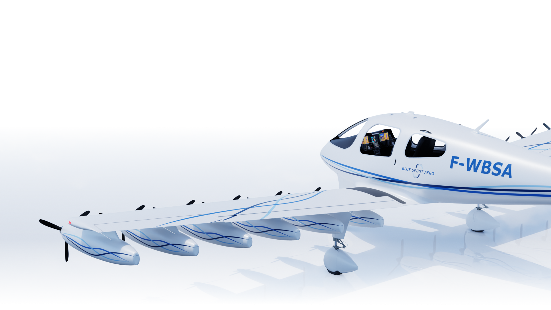 Avion Dragonfly, rendu noir, 12 moteurs, immatriculation F-WBSA
